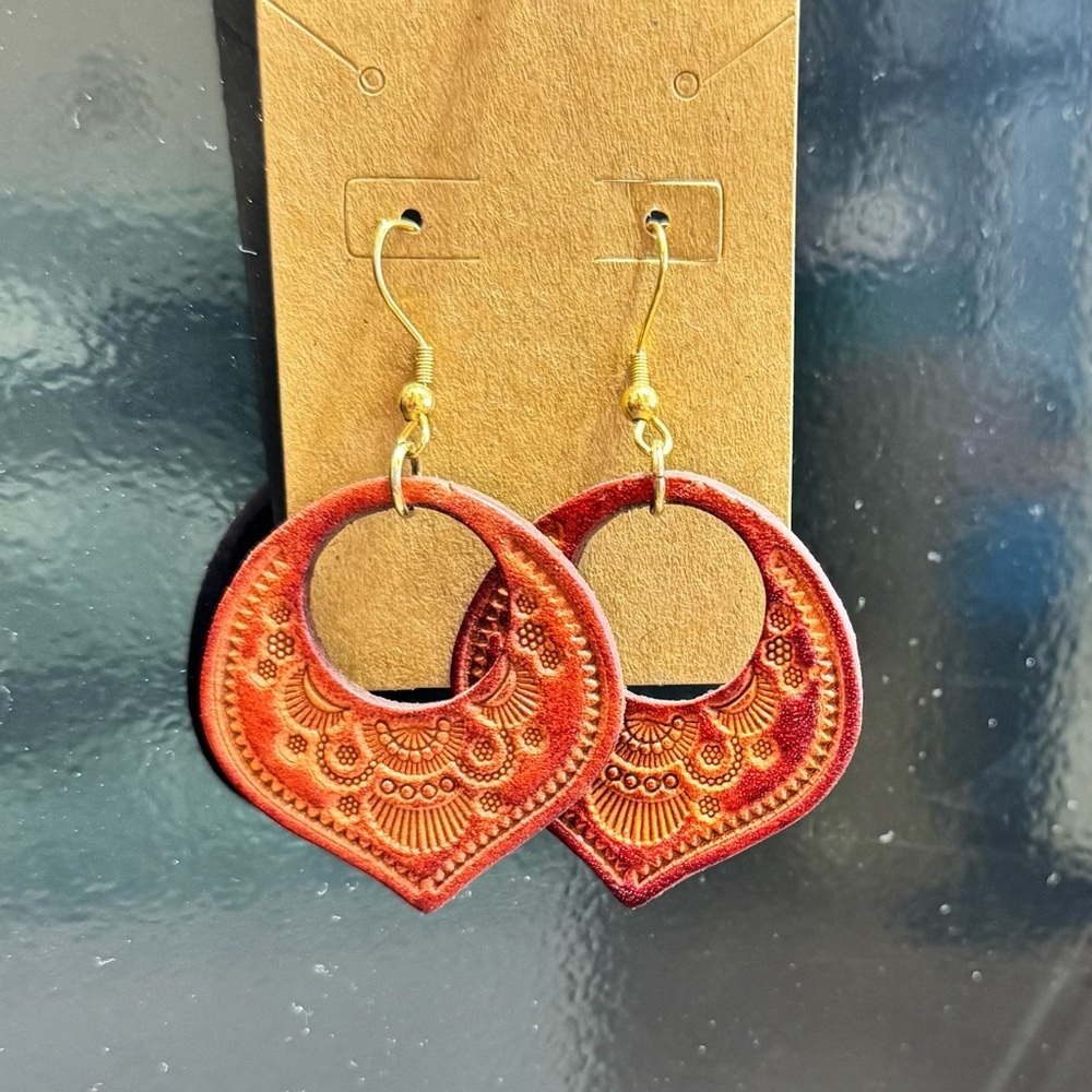 Elegant Red and Gold Dangle Earrings